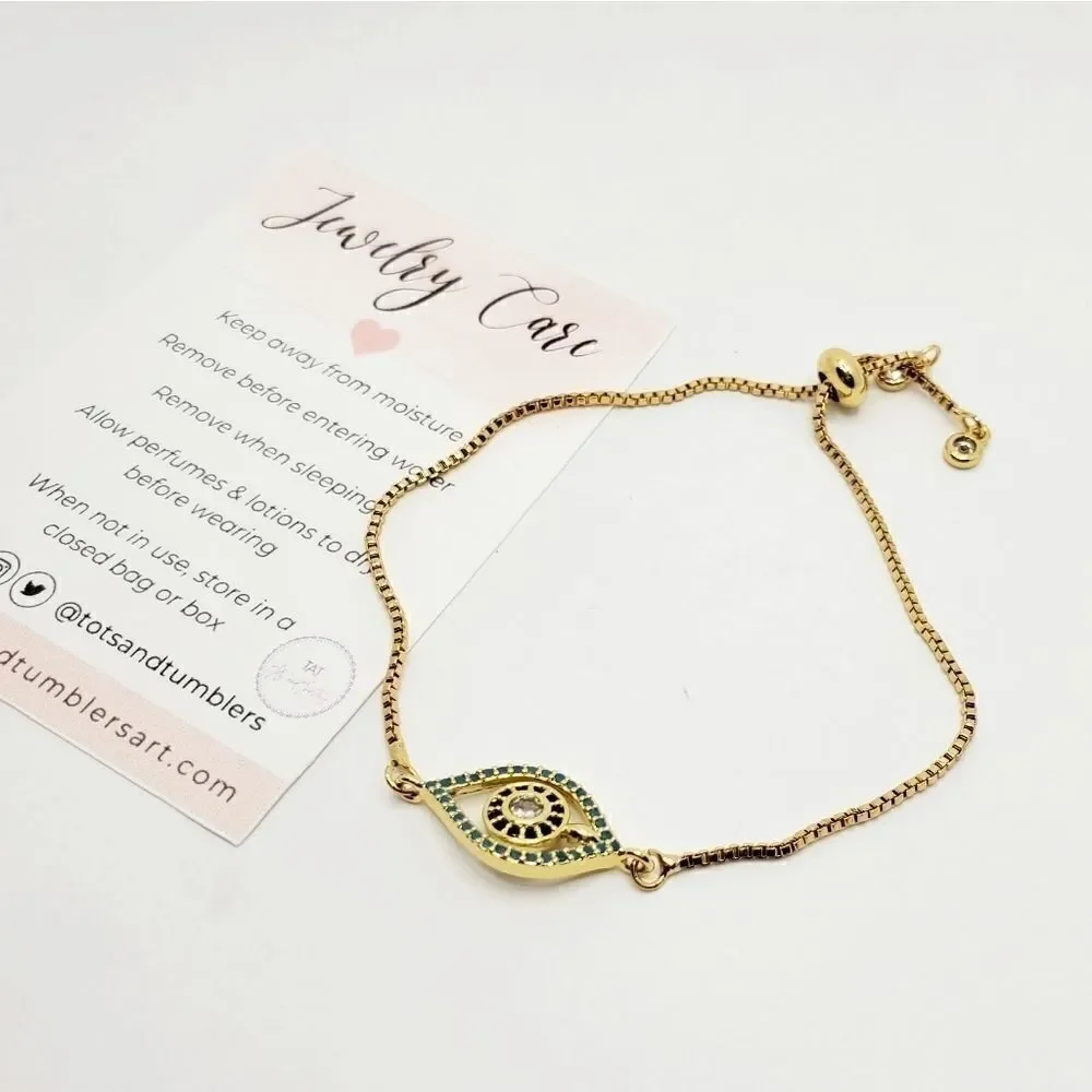 Hand Crafted Evil Eye Adjustable Slider Bracelet